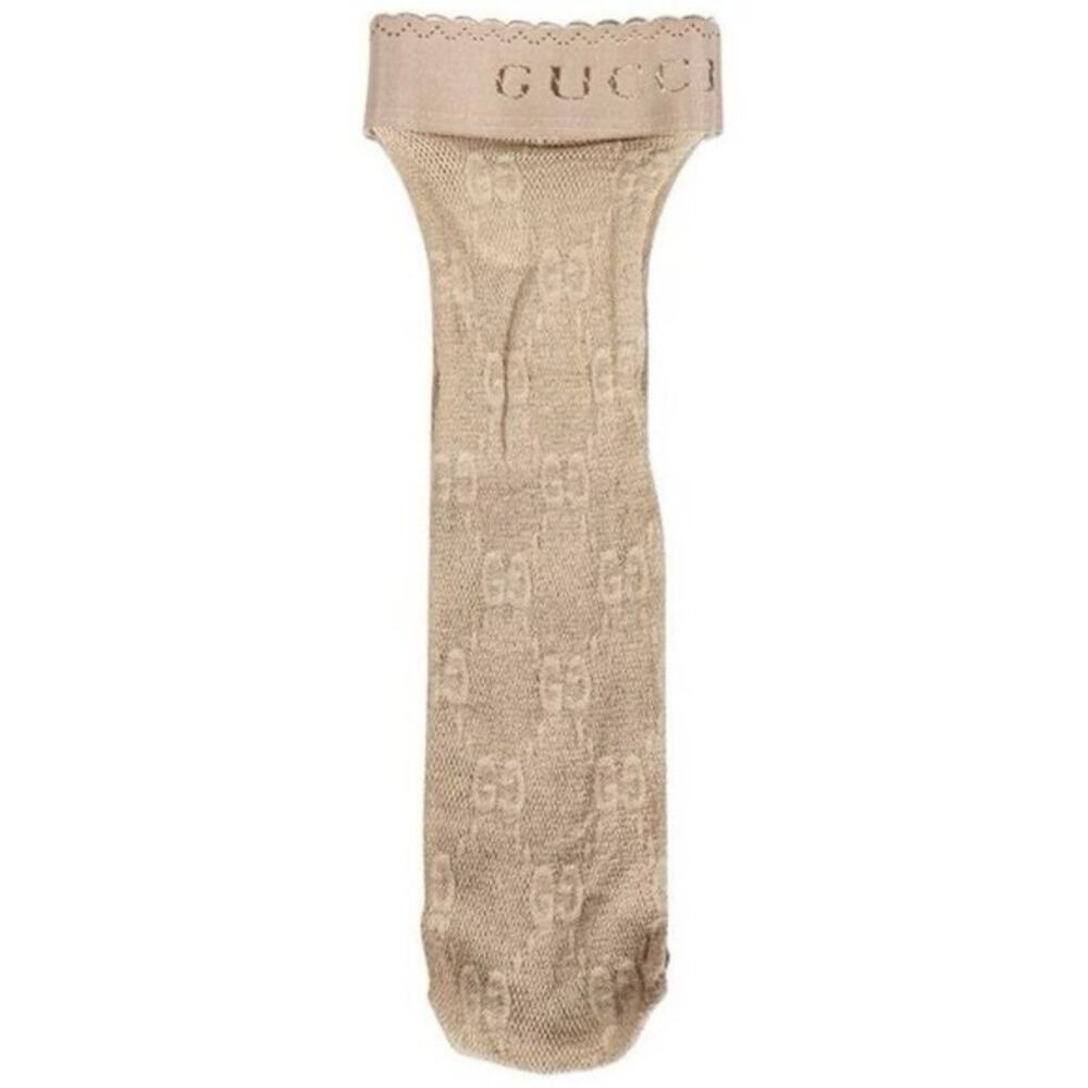 Gucci GG Logo Net Ankle Socks Lit Lux GG Champagne NWT size Medium